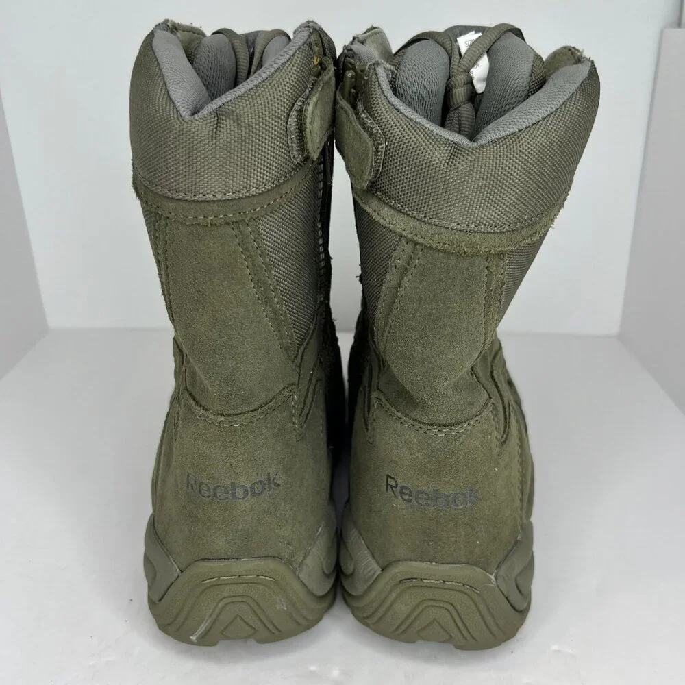Reebok Mens RB8990 Sage Green Rapid Response With Zipper Size 14M Tactical Boots